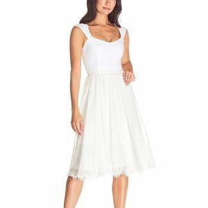 {Dress The Population} Brielle Lace-Trimmed Fit And Flare Dress, Size S